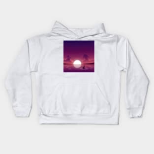 Sunset Paper boat at Dawn I Landscape Kids Hoodie